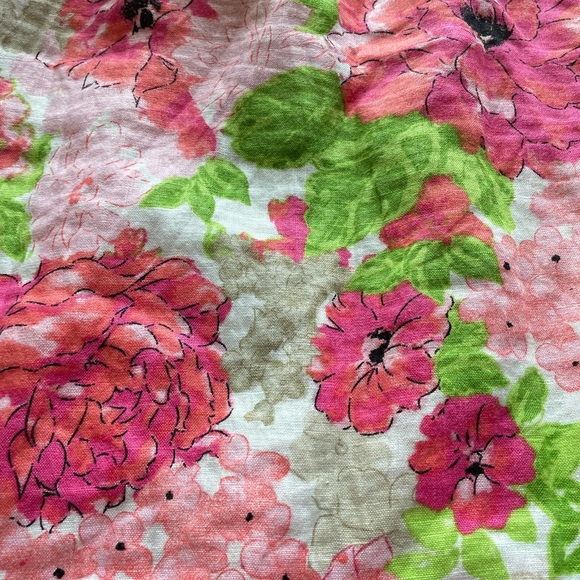 Vintage Pull On Linen Blend Floral Midi Skirt XL Petite Cottage Fairy Boho Y2K - Picture 2 of 7